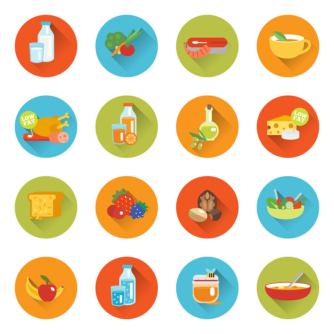 Healthy eating, icons illustration