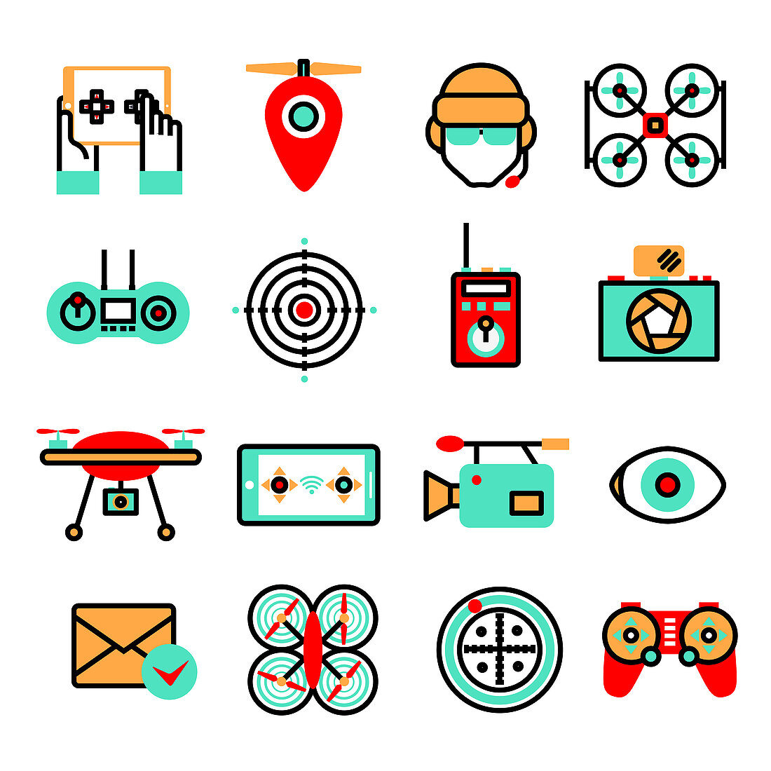 Drone icons, illustration