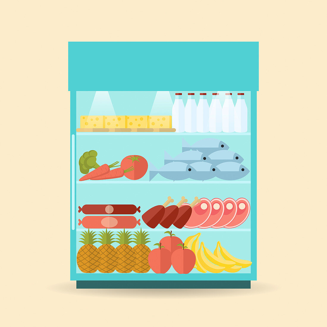 Supermarket chiller cabinet, illustration