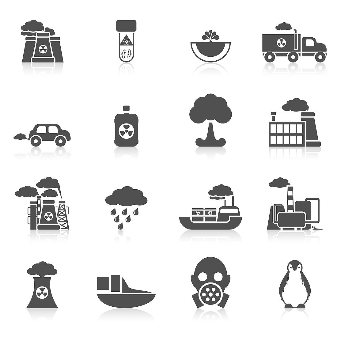 Pollution icons, illustration