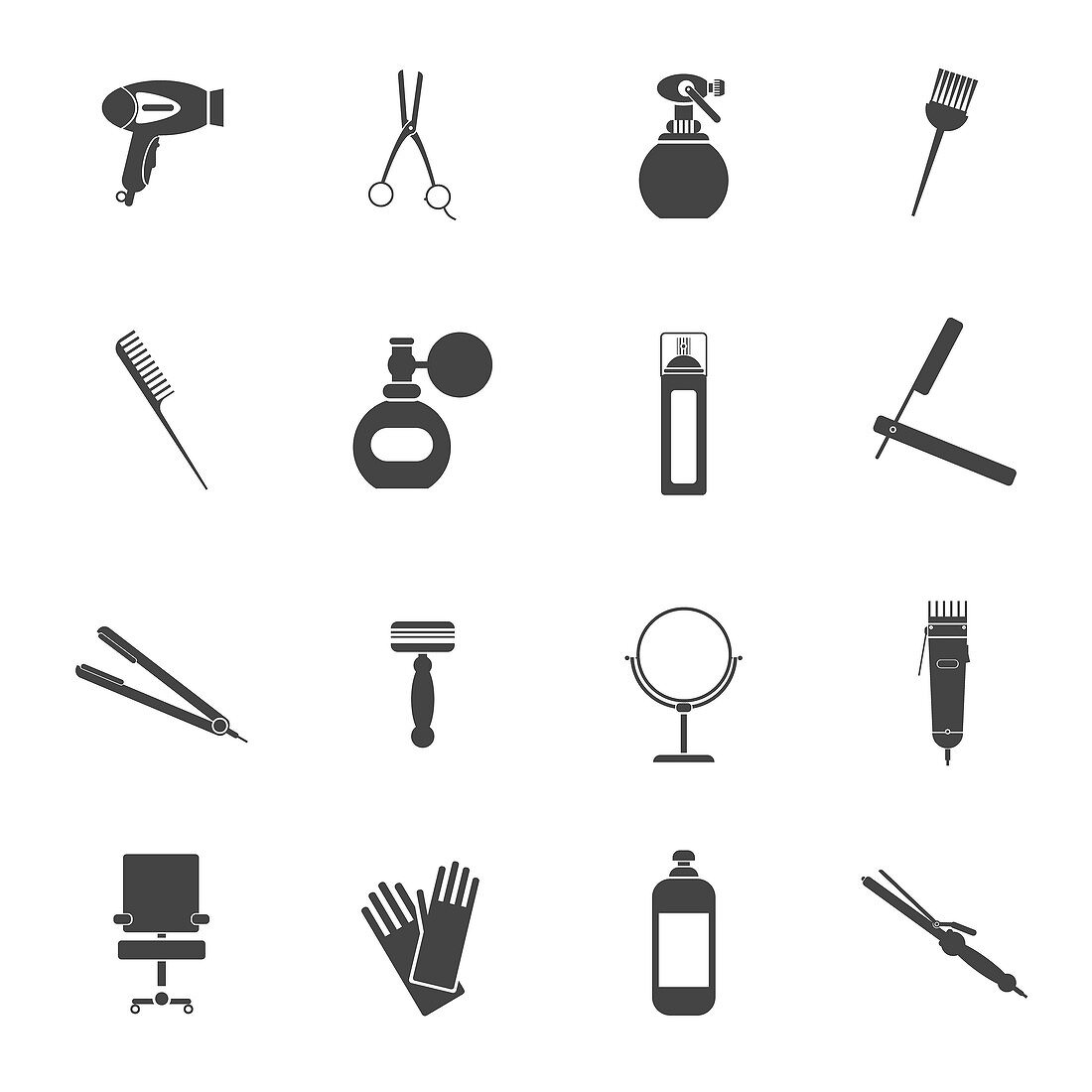 Hairdressing icons, illustration