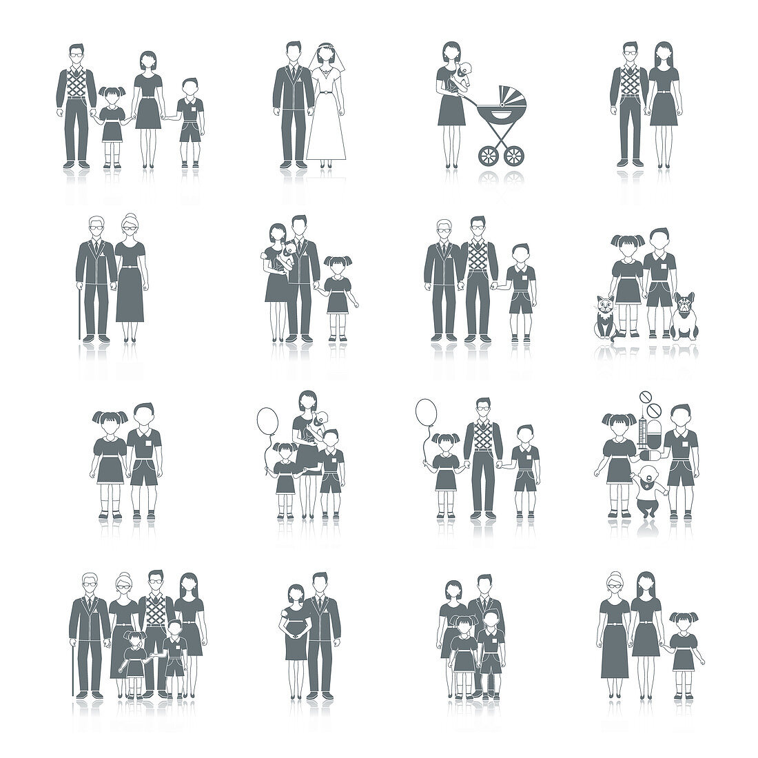 Family icons, illustration