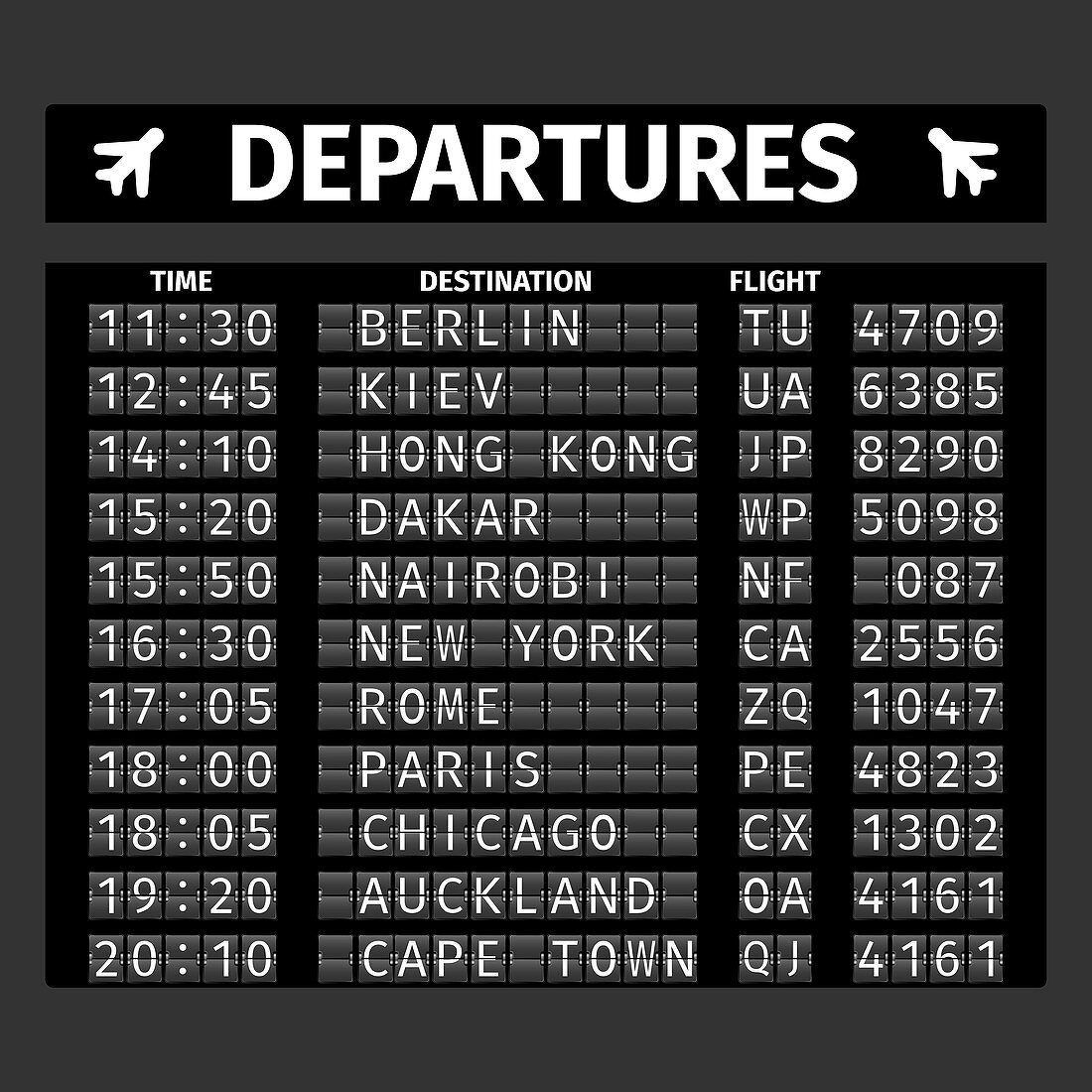 Airport departure board, illustration