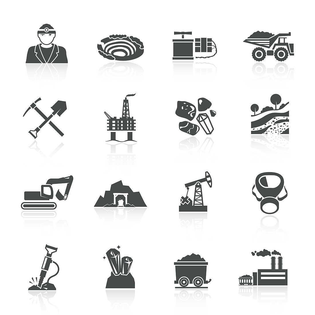 Mining icons, illustration