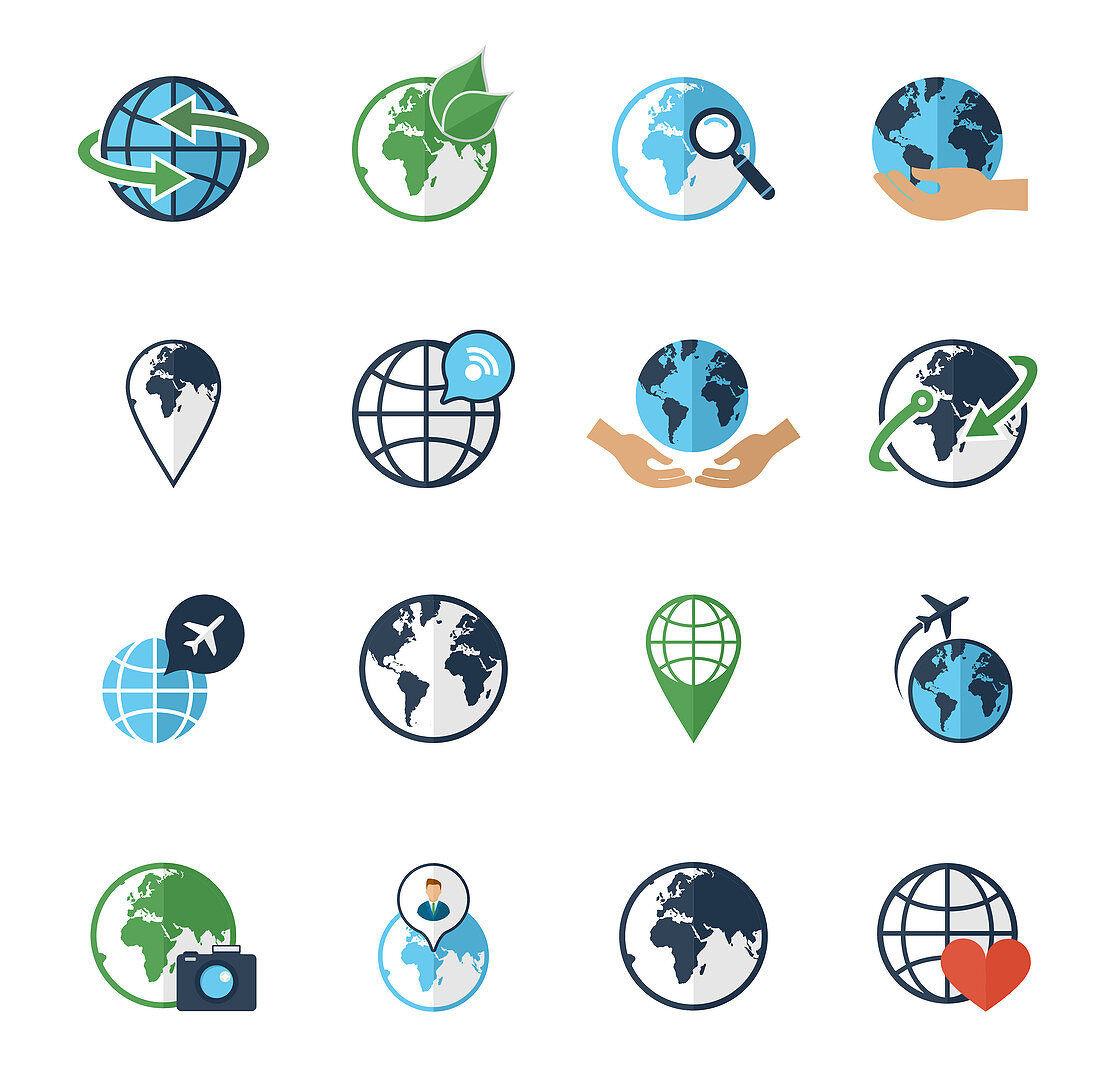 Global icons, illustration