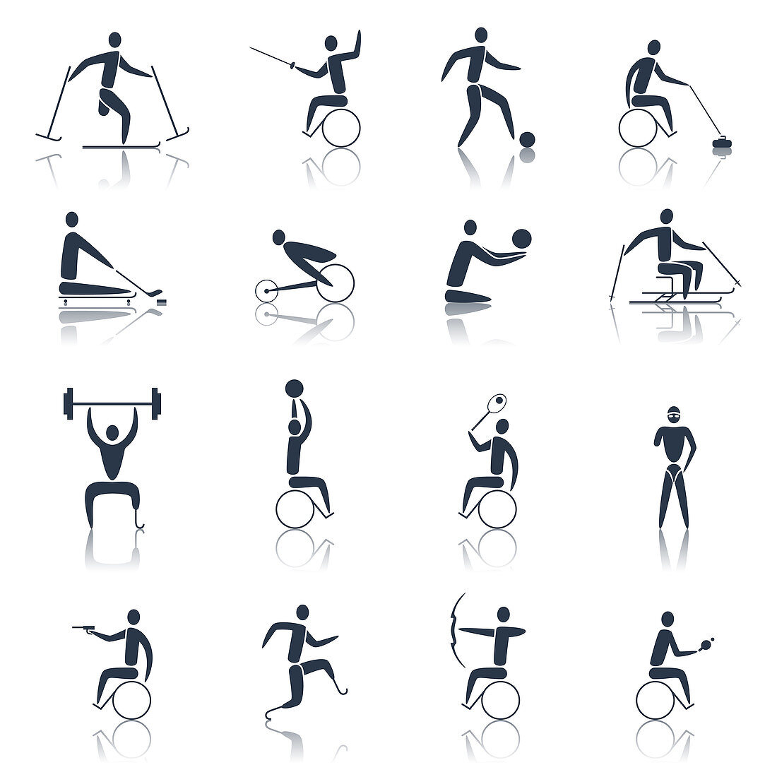 Disability sport icons, illustration