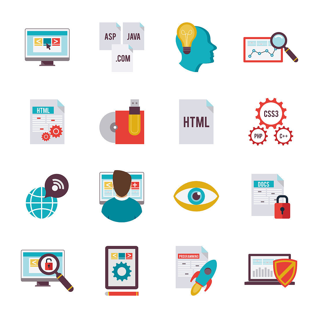 Web development icons, illustration