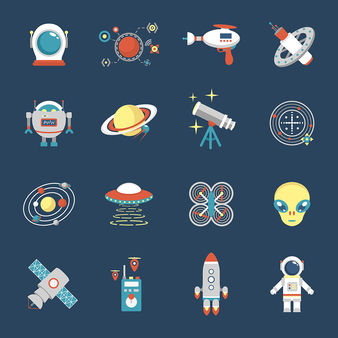 Space icons, illustration