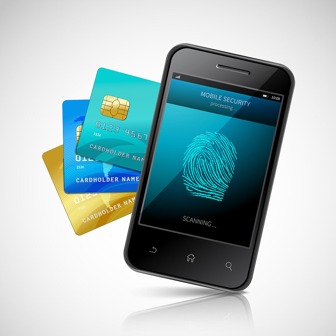 Biometric mobile payment, illustration