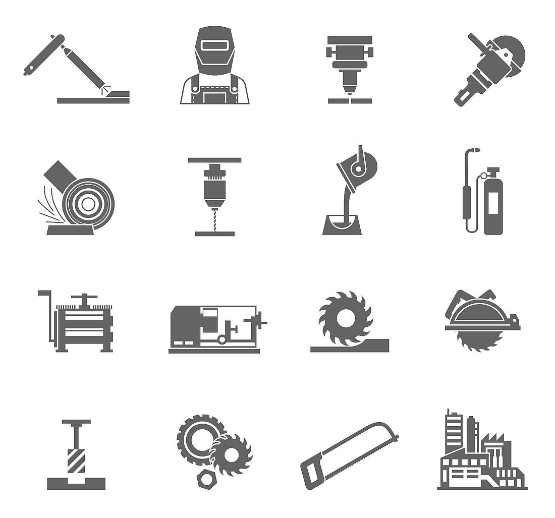 Metal-working icons, illustration
