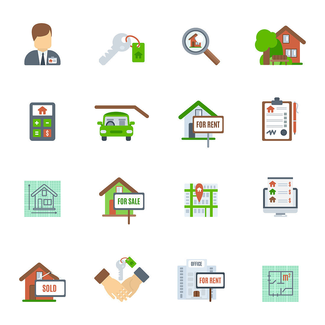 Real estate icons, illustration