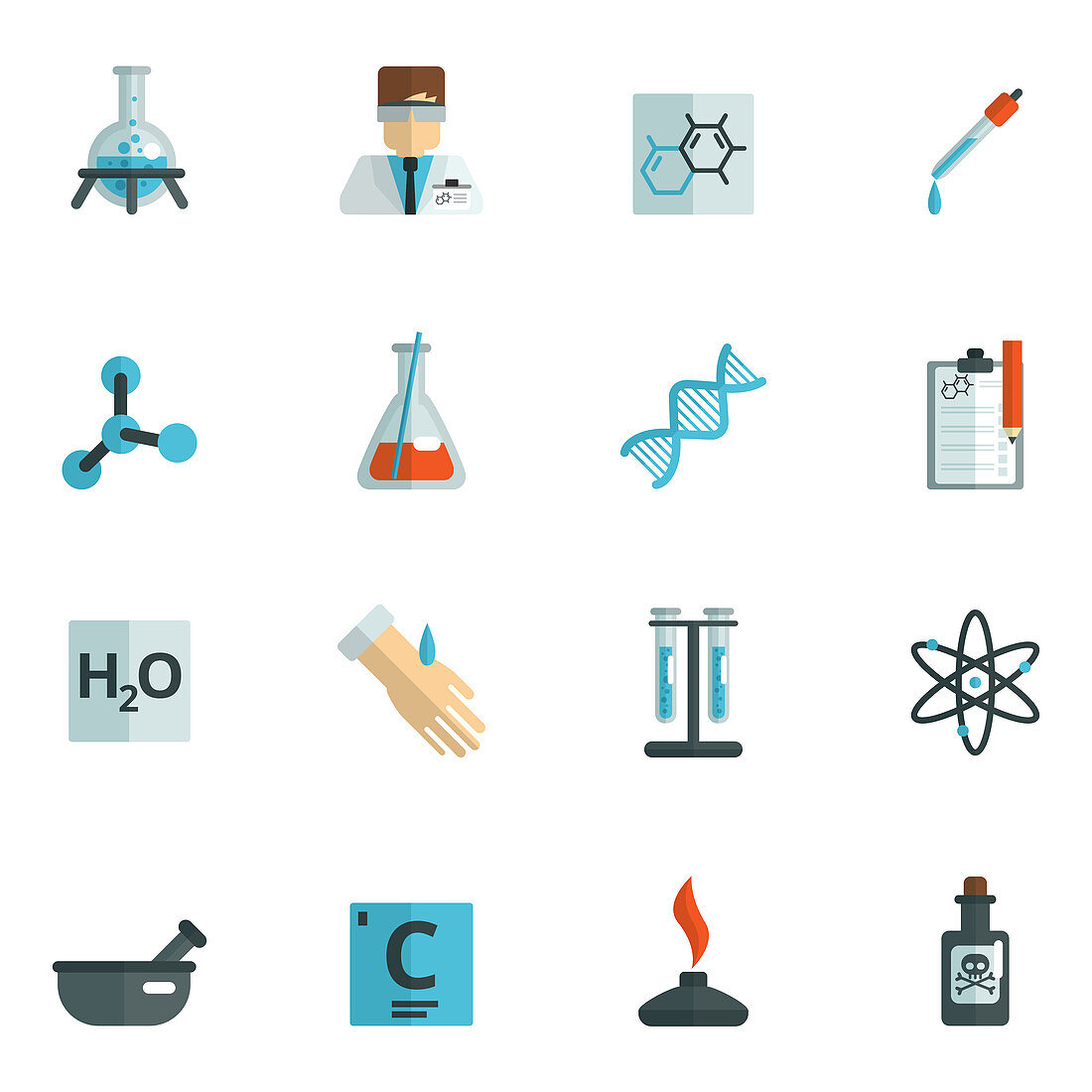 Chemistry and research icons, illustration