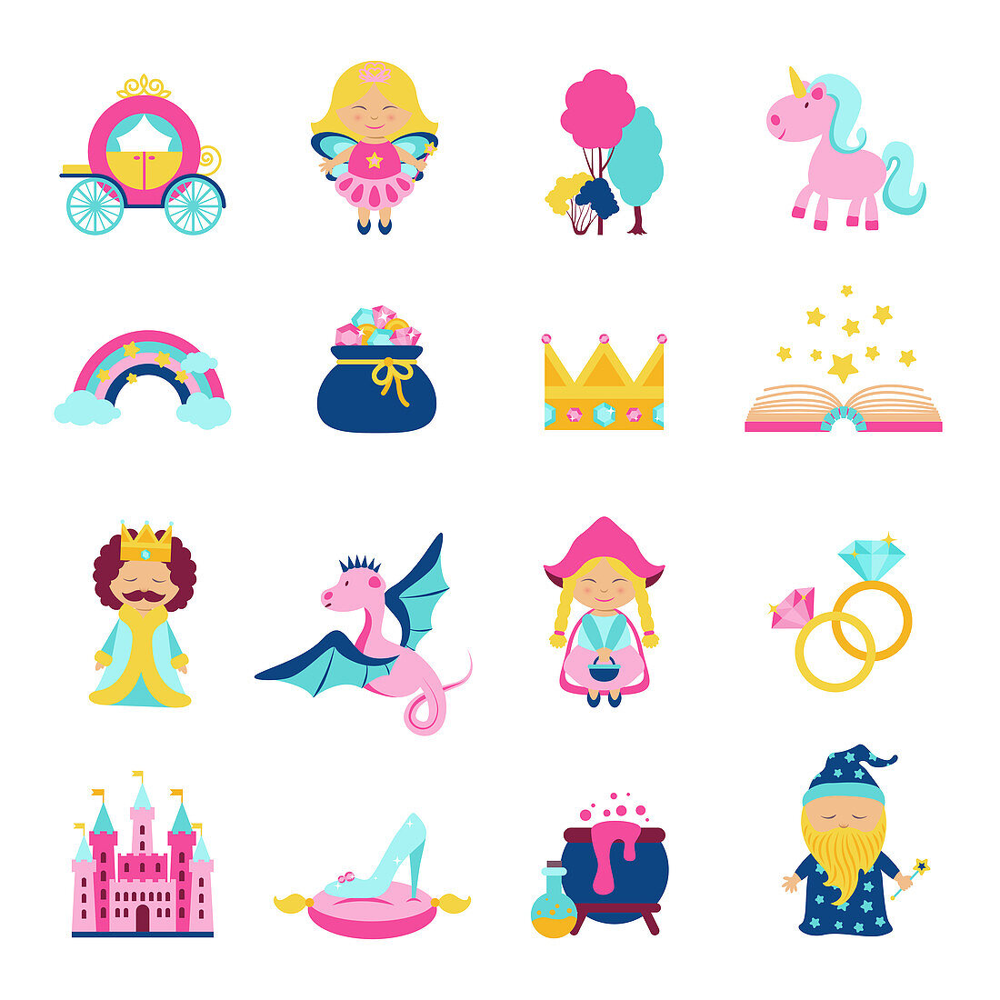 Fairy tale icons, illustration