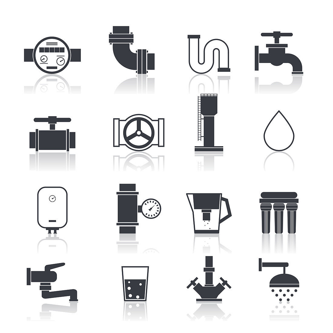 Water supply icons, illustration