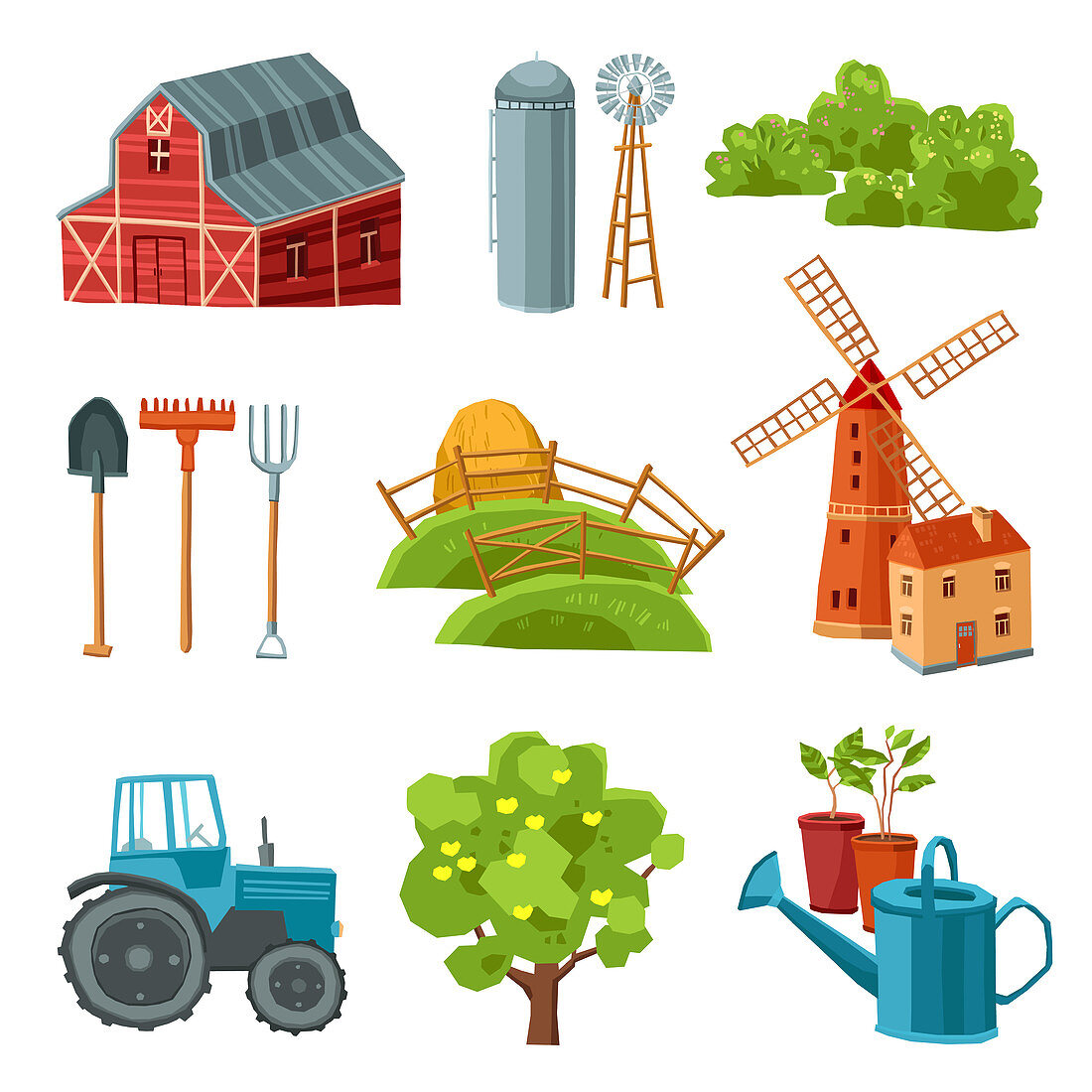 Farming icons, illustration