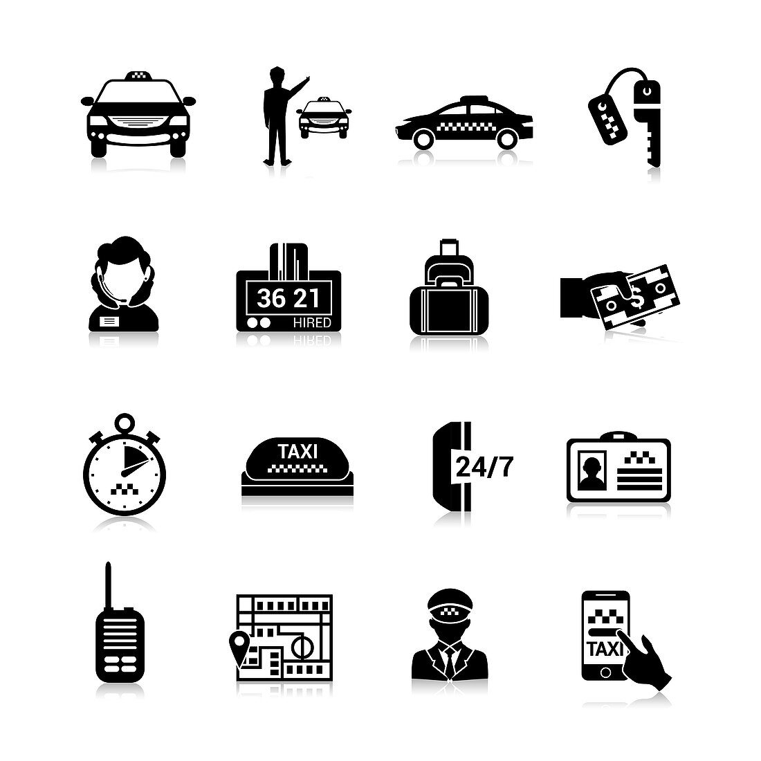 Taxi icons, illustration