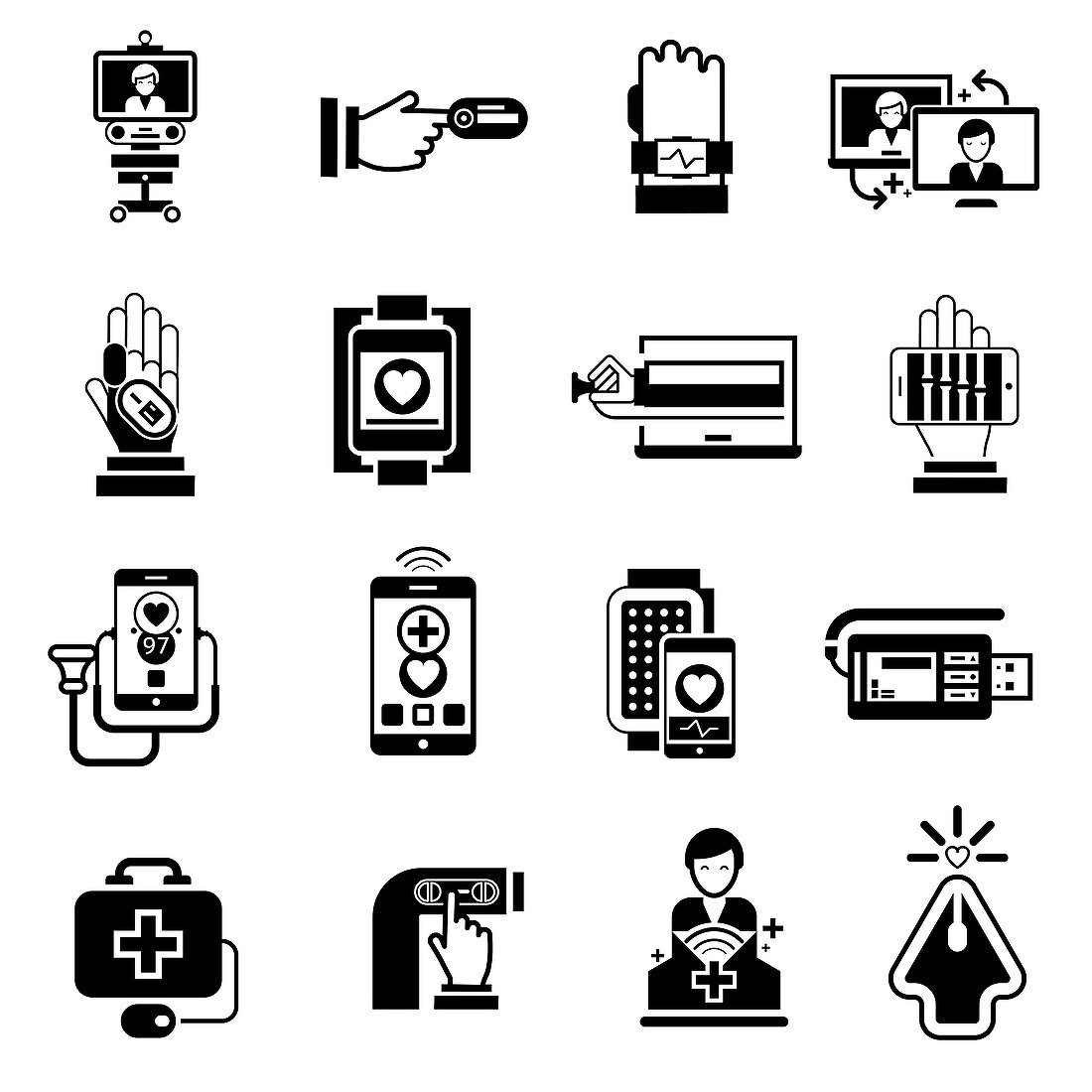 Digital medicine icons, illustration