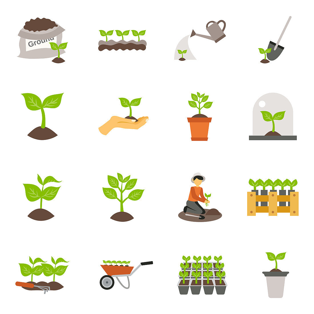 Gardening icons, illustration