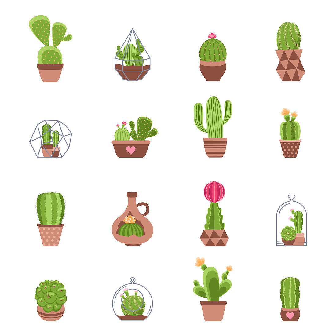 Cactus icons, illustration