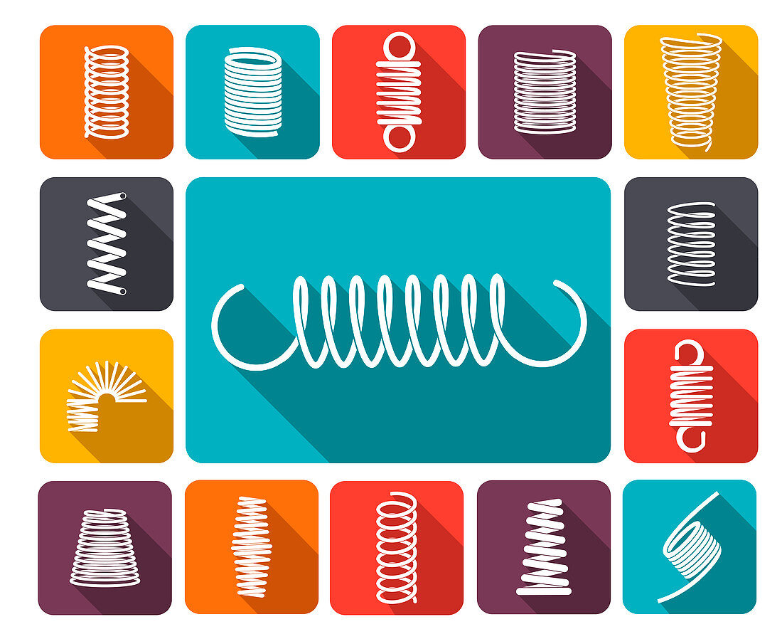 Coil and spring icons, illustration