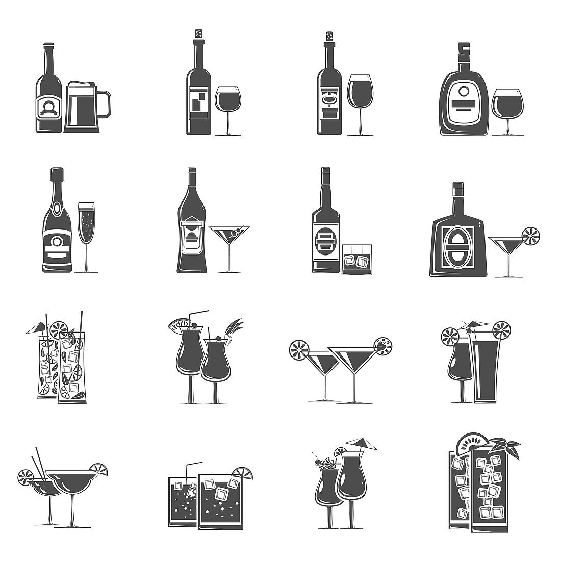 Alcoholic drinks, illustration