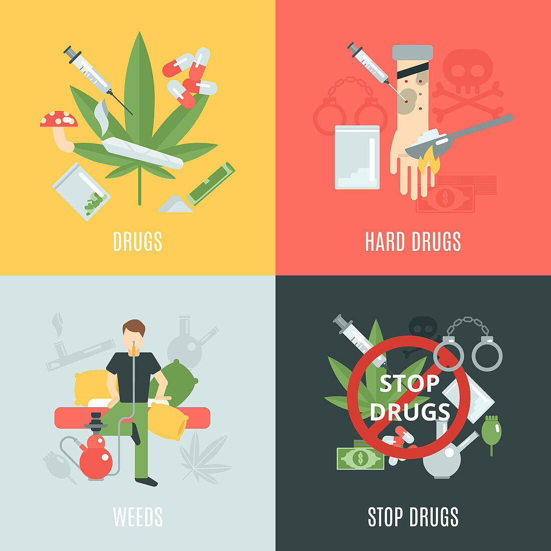 Illegal drugs, illustration