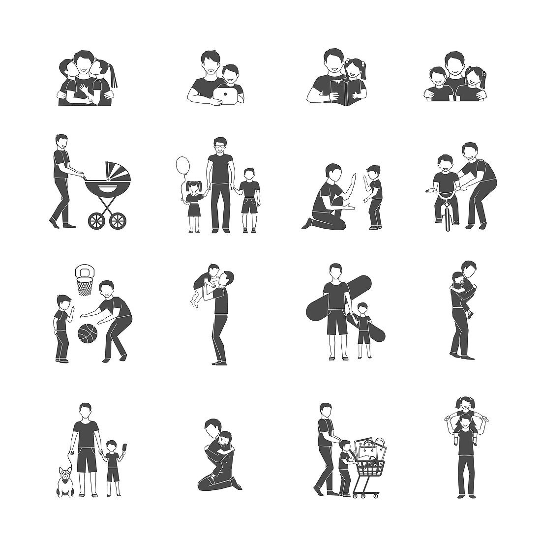 Fatherhood icons, illustration