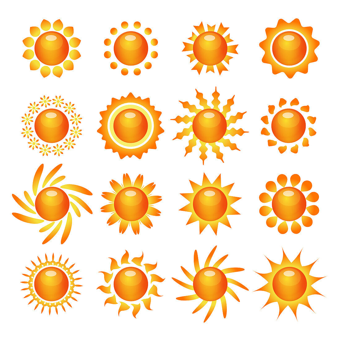 Sun icons, illustration