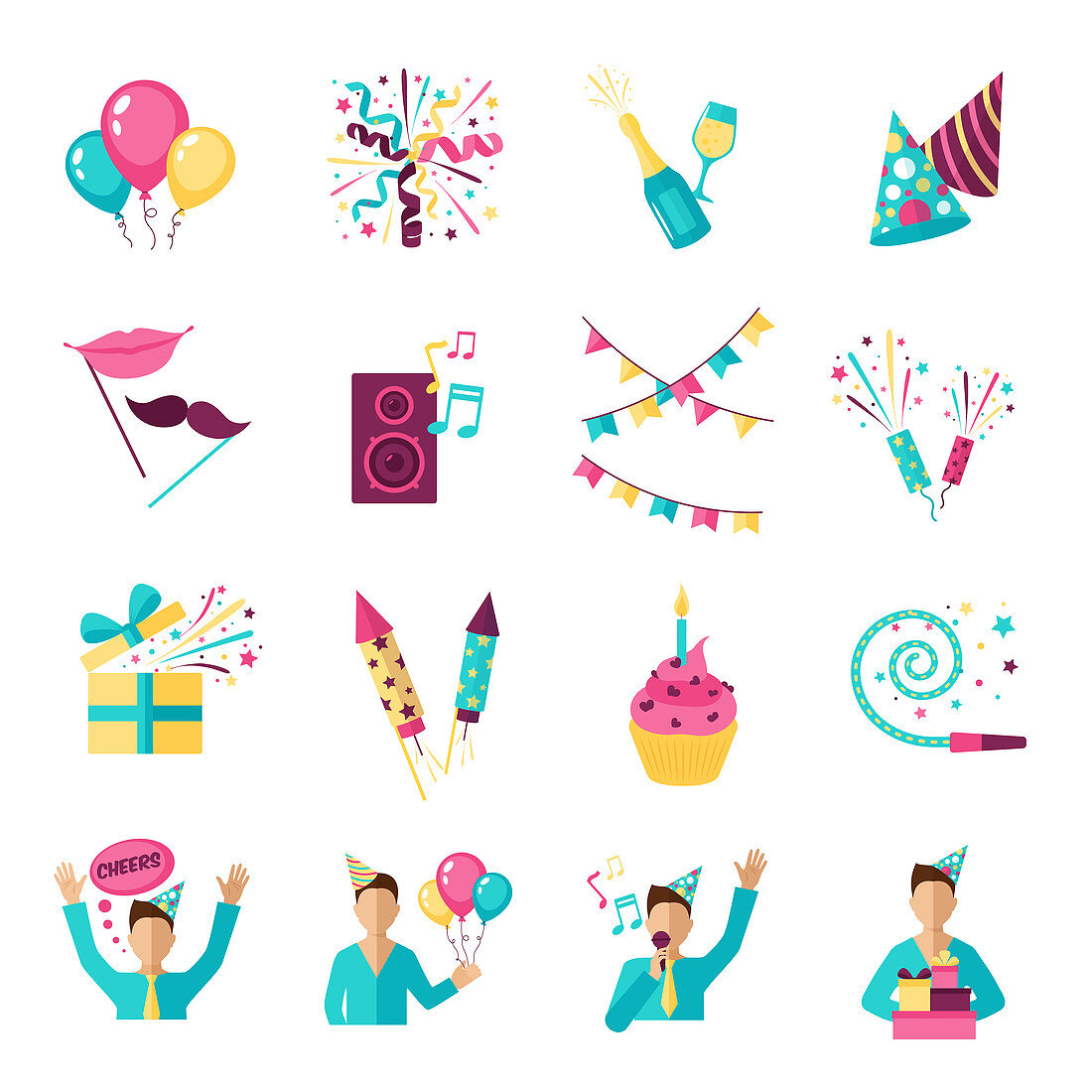 Party icons, illustration