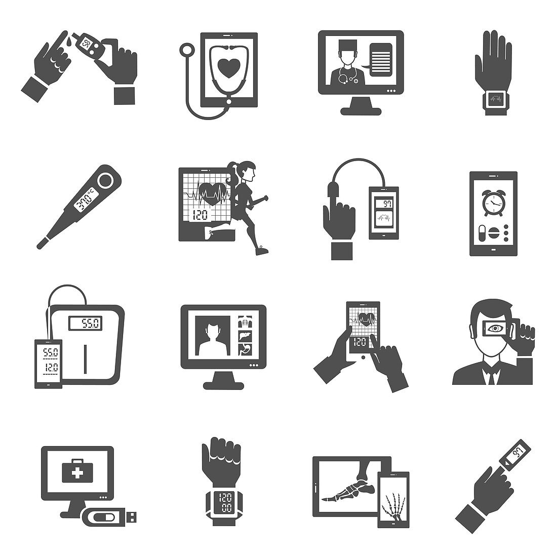 Digital medicine icons, illustration
