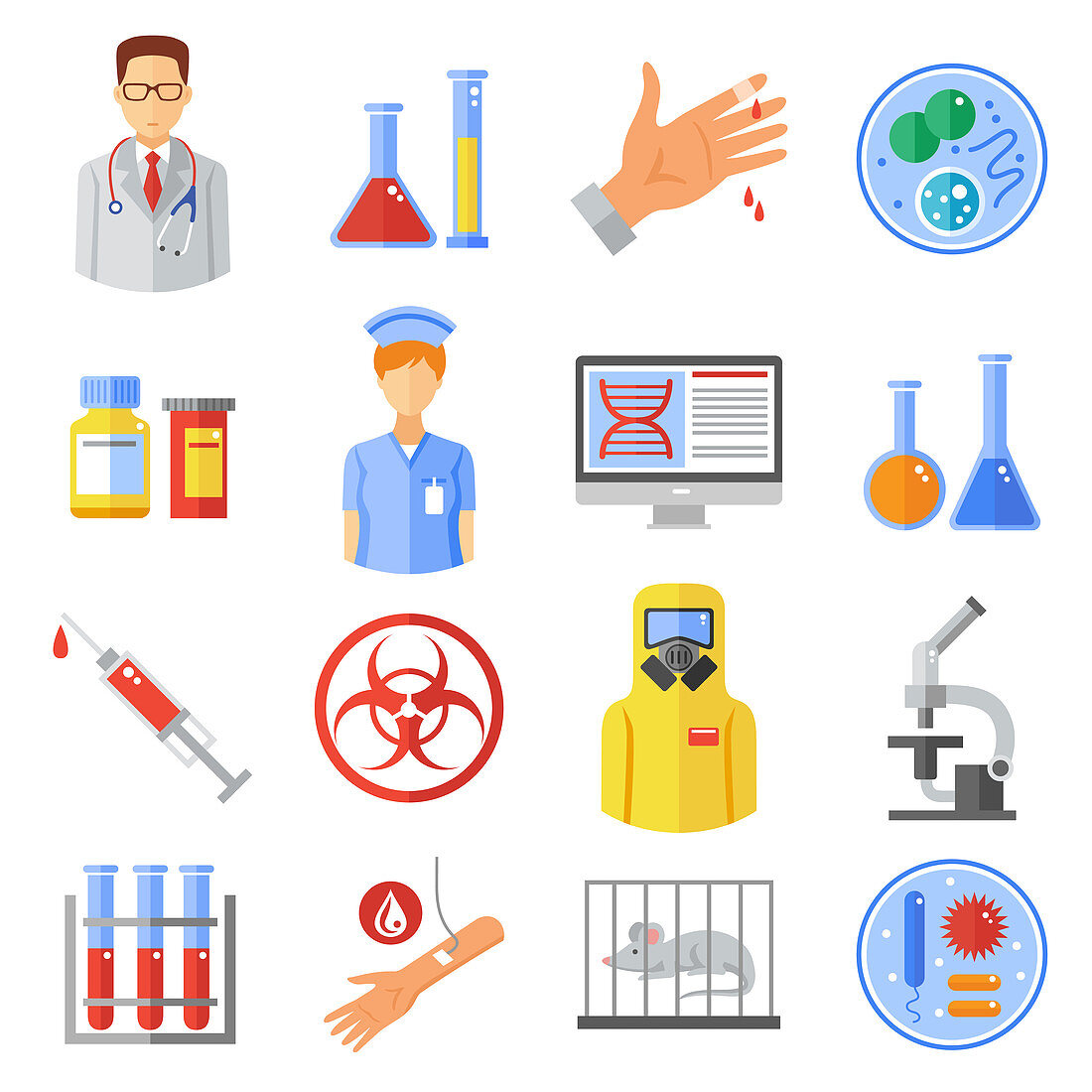 Microbiology icons, illustration