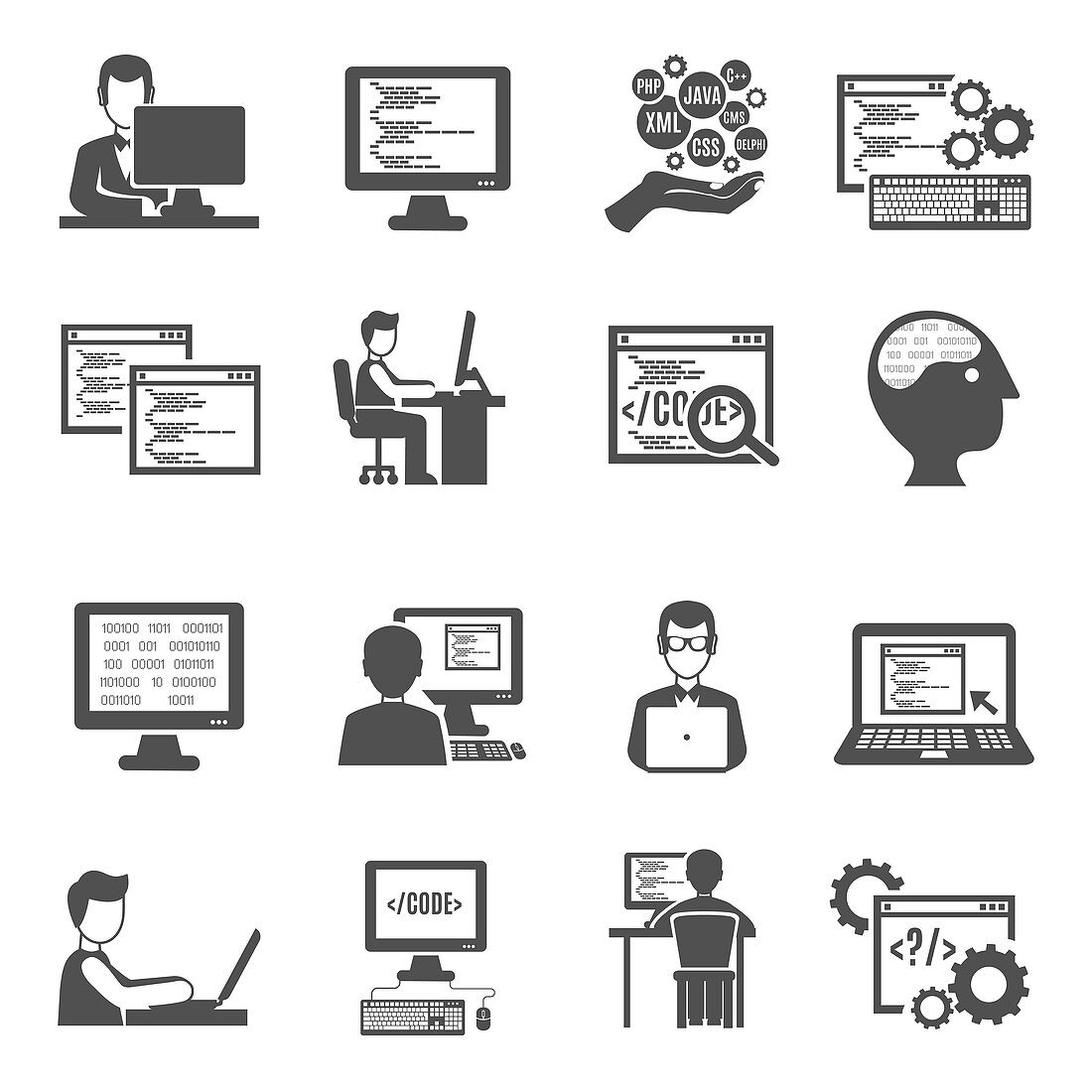 Computer programming icons, illustration