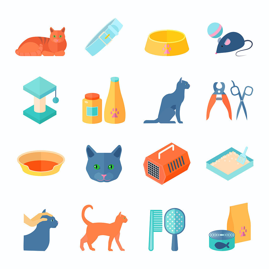 Pet cat icons, illustration