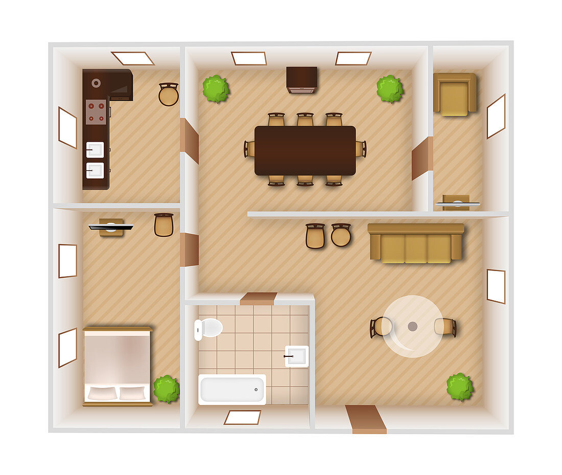 Home floor plan, illustration