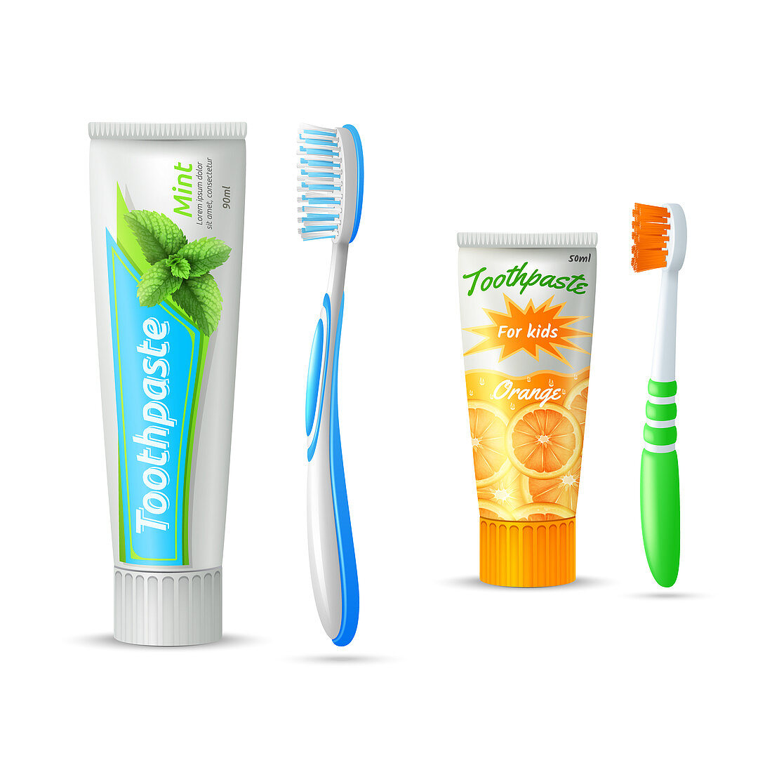 Toothbrush and toothpaste, illustration