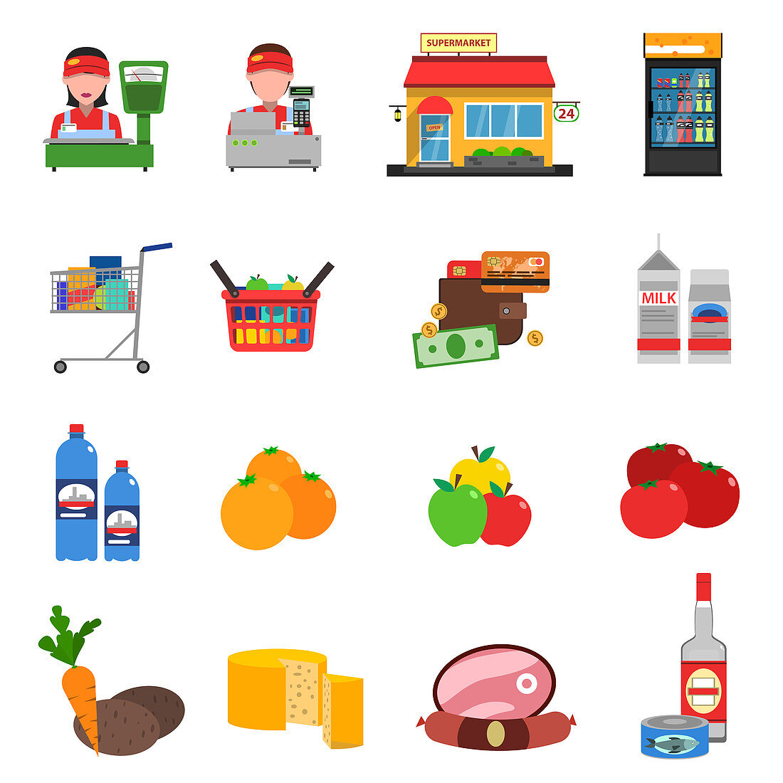 Supermarket icons, illustration