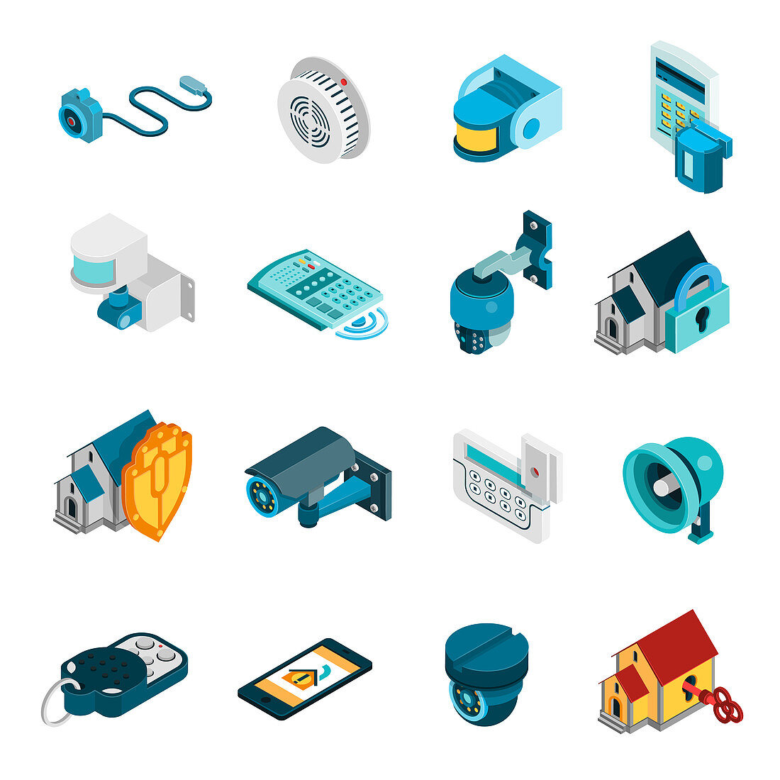 Security system icons, illustration