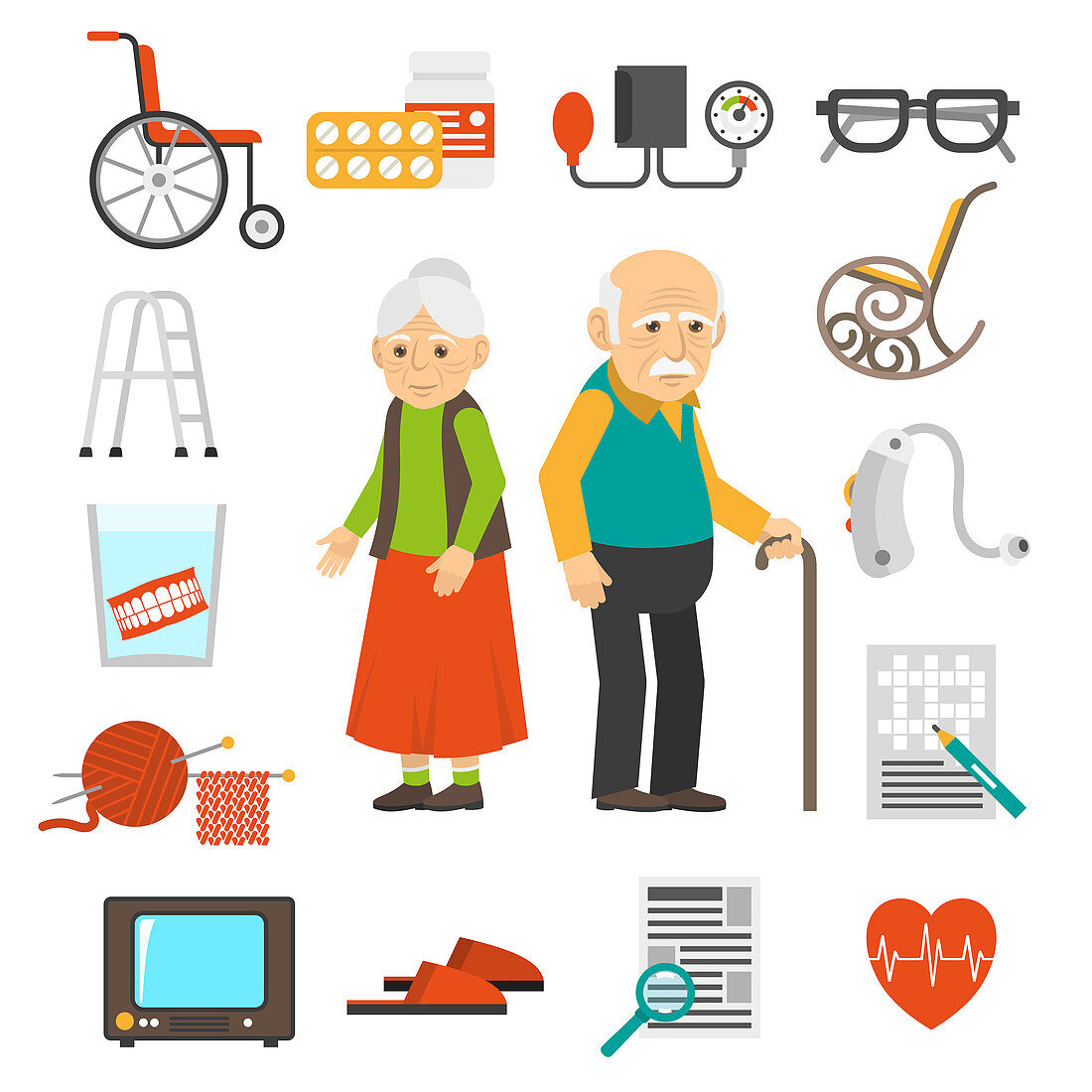 Elderly couple, illustration