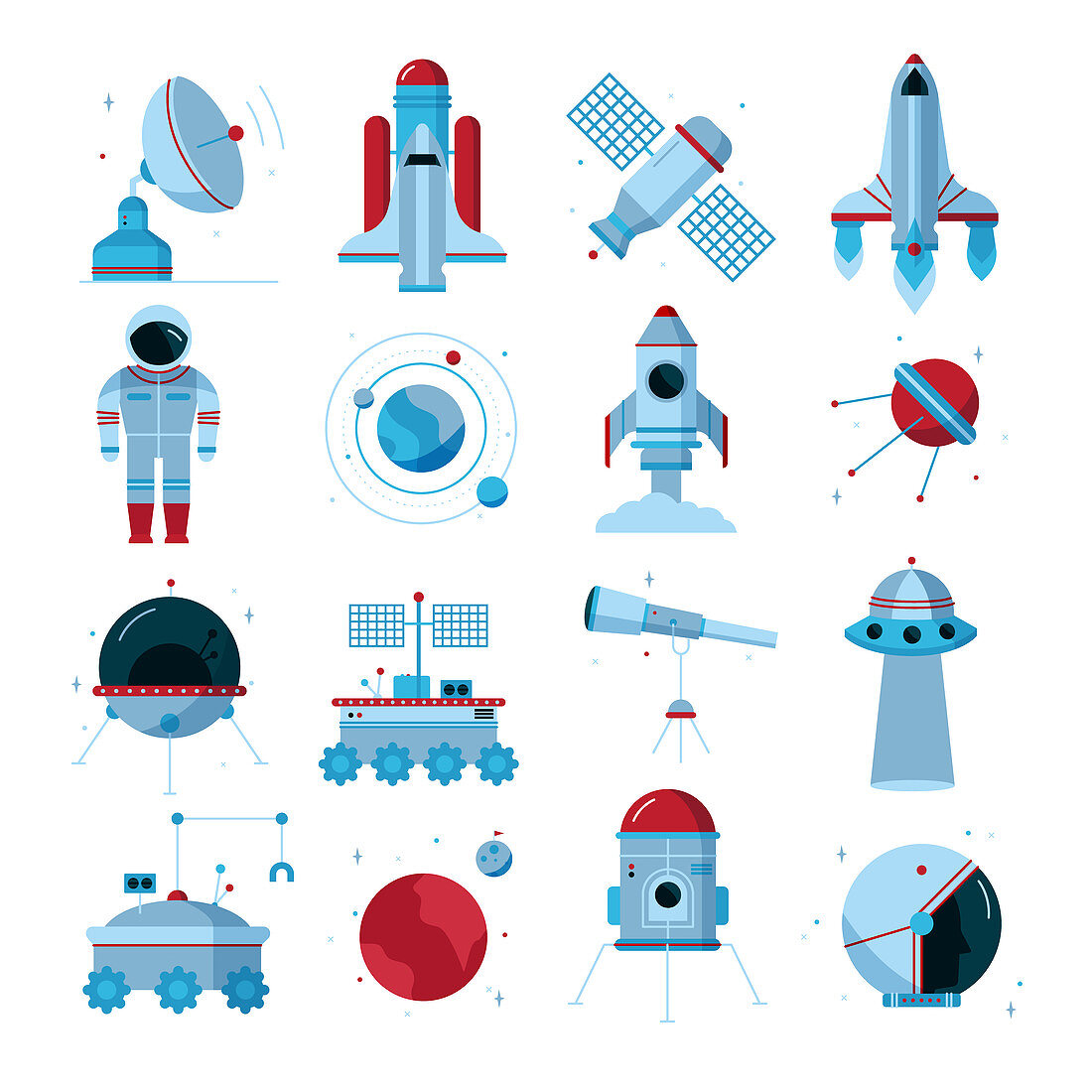 Space icons, illustration