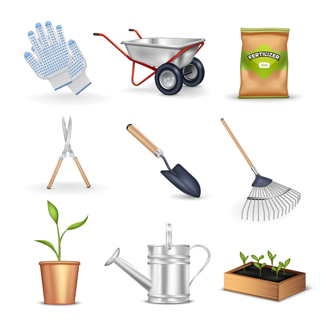 Gardening icons, illustration