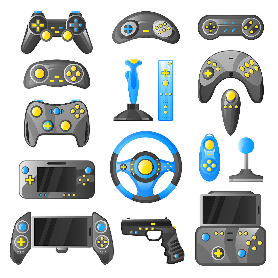 Video game controller icons, illustration