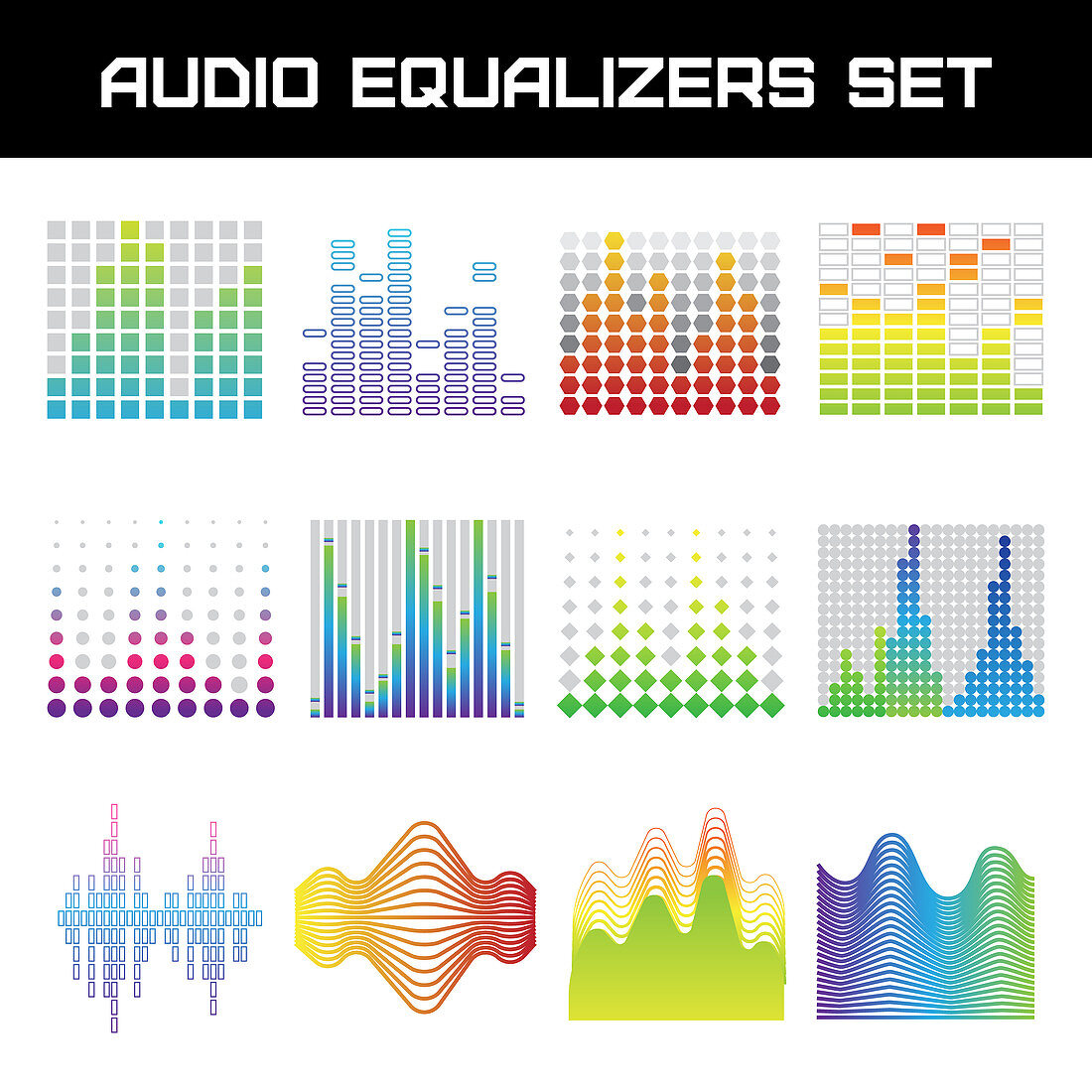 Audio equalizer icons, illustration