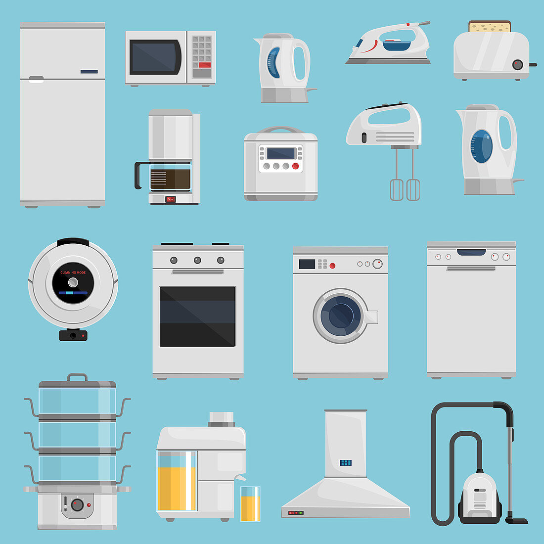 Household appliance icons, illustration