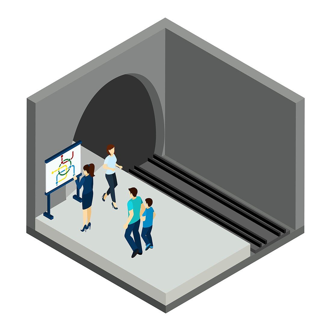 Underground train platform, illustration