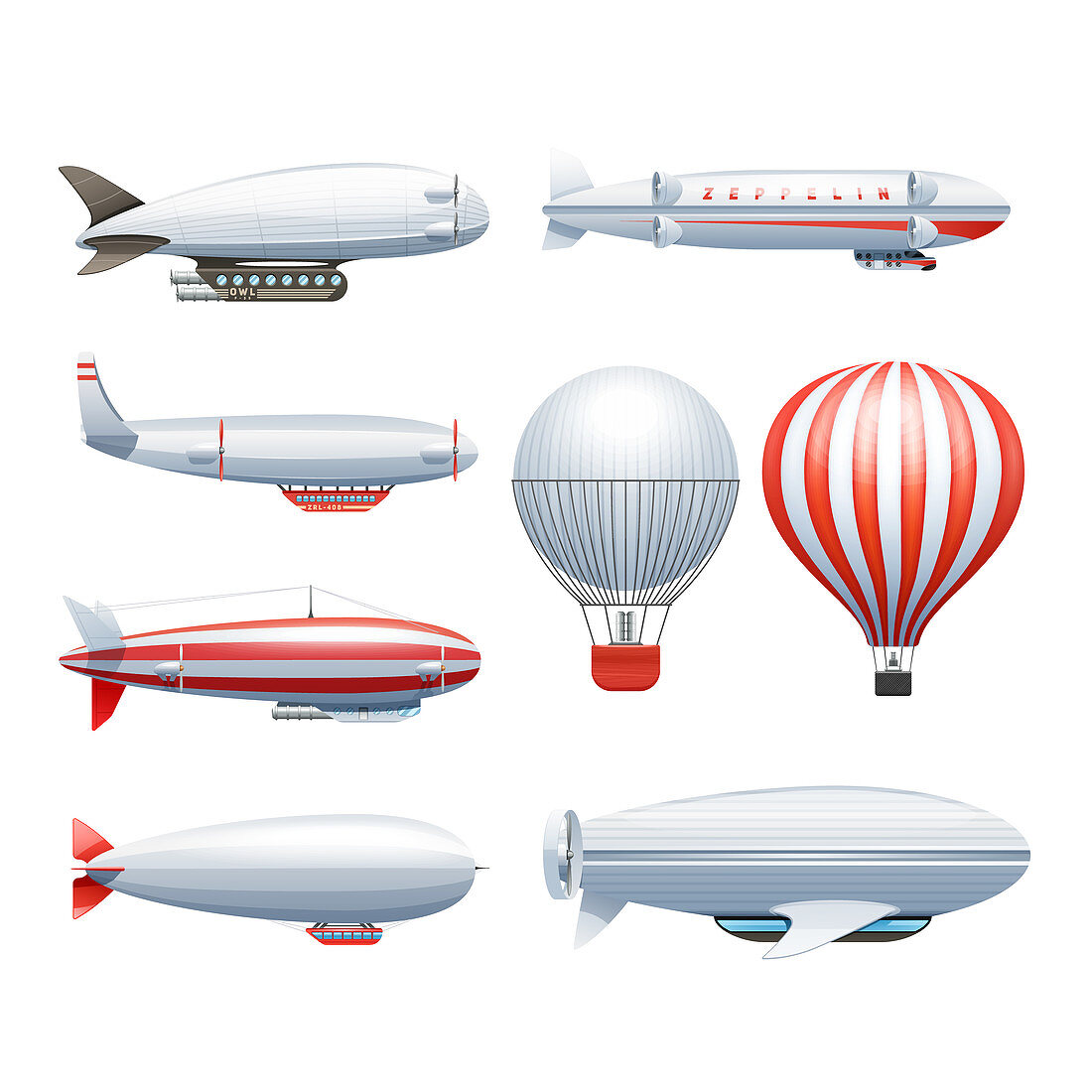 Airship icons, illustration