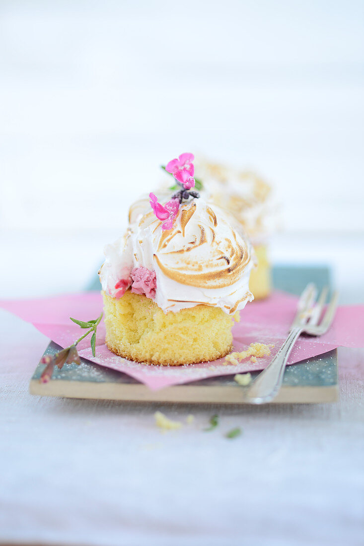 Baked Alaska with a bite taken out