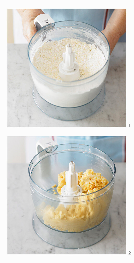 Mix ingredients for shortcrust pastry in a food processor