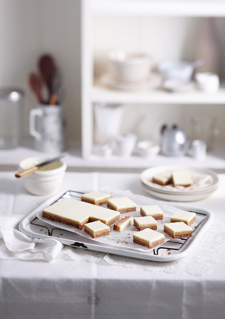 White chocolate caramel slices