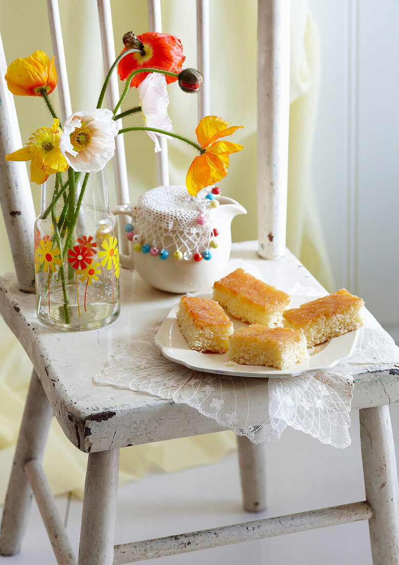 Kokosnusskuchen mit Zitronensirup