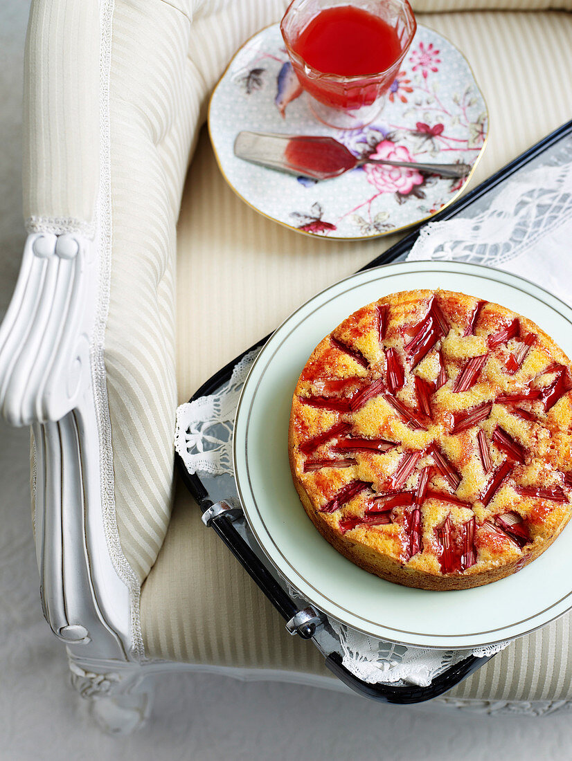 Orange, Semolina and Rhubarb Cake